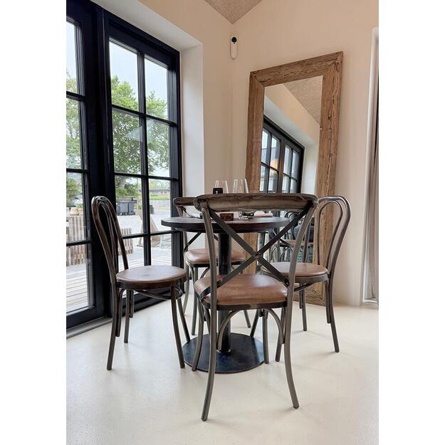 Bistro valgomojo kėdė su odine sėdyne 2