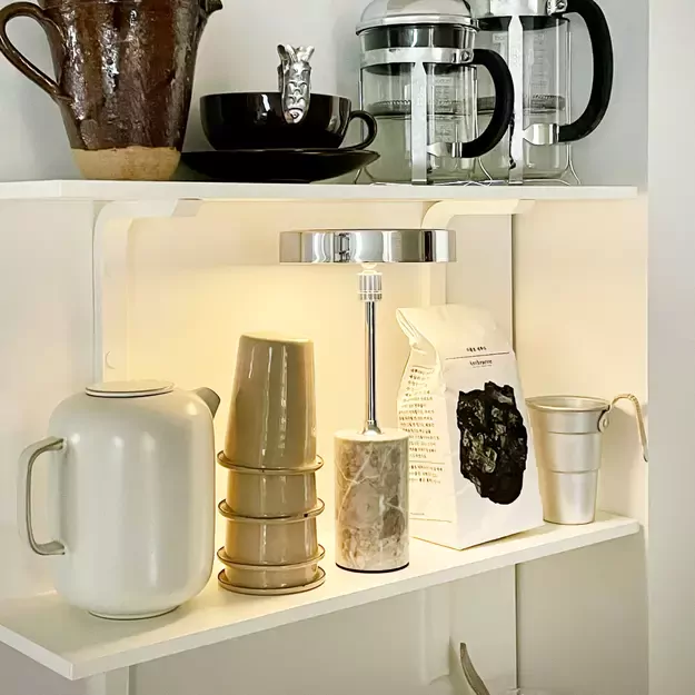 STARLIGHT LED stalo šviestuvas, chromuotas su pilko marmuro pagrindu 7