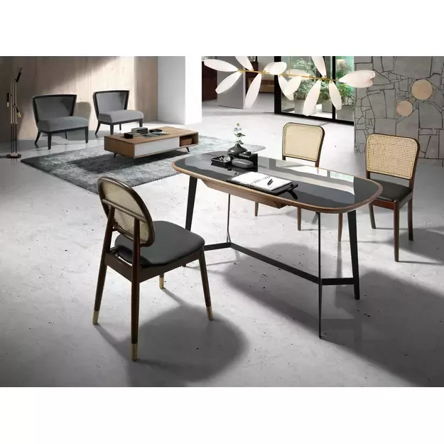 Valgomojo kėdė su apvaliu ratano atlošu 5