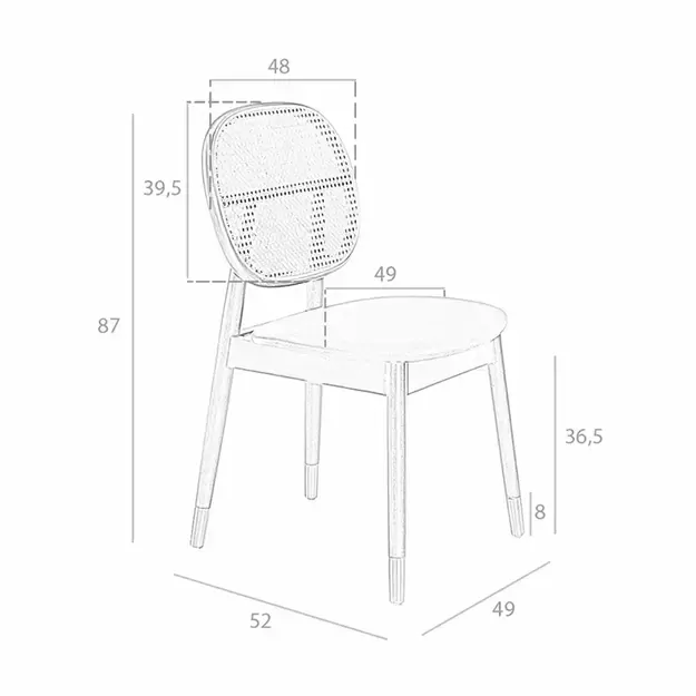 Valgomojo kėdė su apvaliu ratano atlošu 7