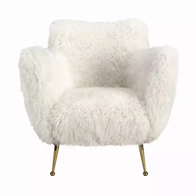 Balto netikro kailio fotelis 2