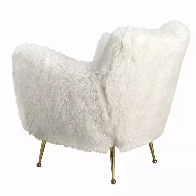 Balto netikro kailio fotelis 3