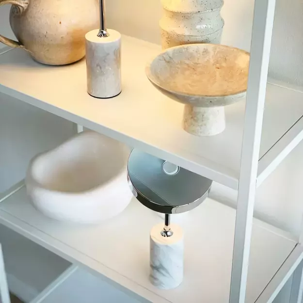 STARLIGHT LED stalo šviestuvas, chromuotas su balto marmuro pagrindu 6