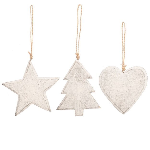 Balti mediniai Kalėdiniai žaisliukai 